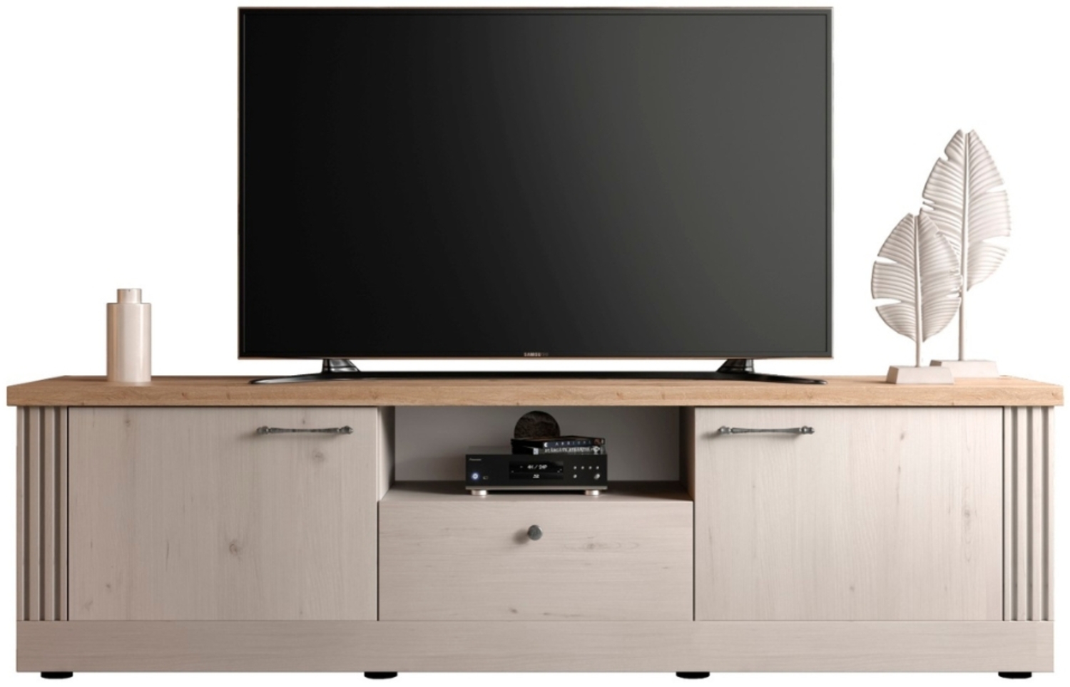 Calicosy TV-Möbel mit 1 Fach, 2 Türen und 1 Schublade L211 cm - COUNTRY - Weiß Bild 1