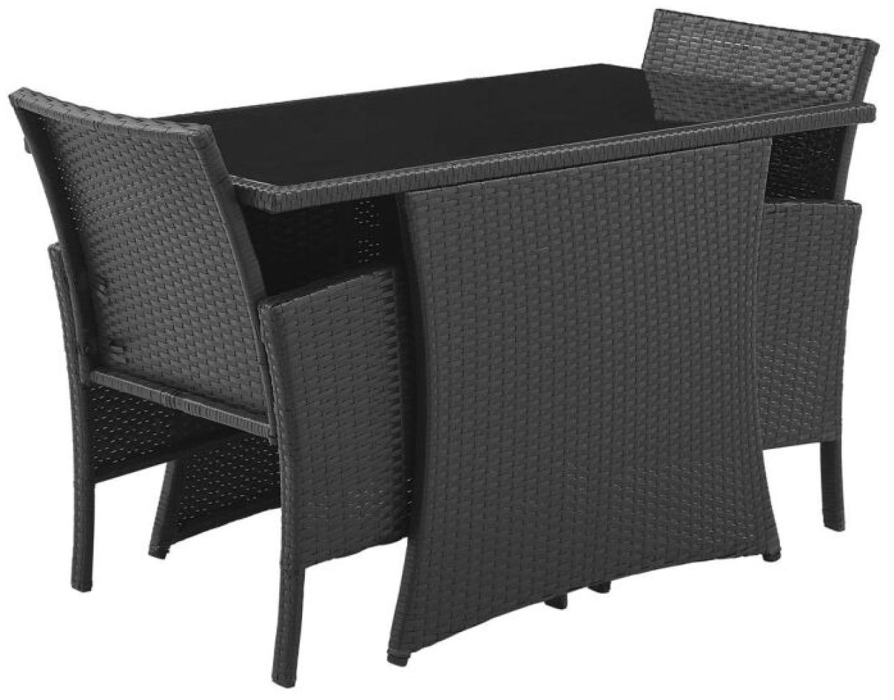 Sitzgruppe Polyrattan und Glas Schwarz Bild 1