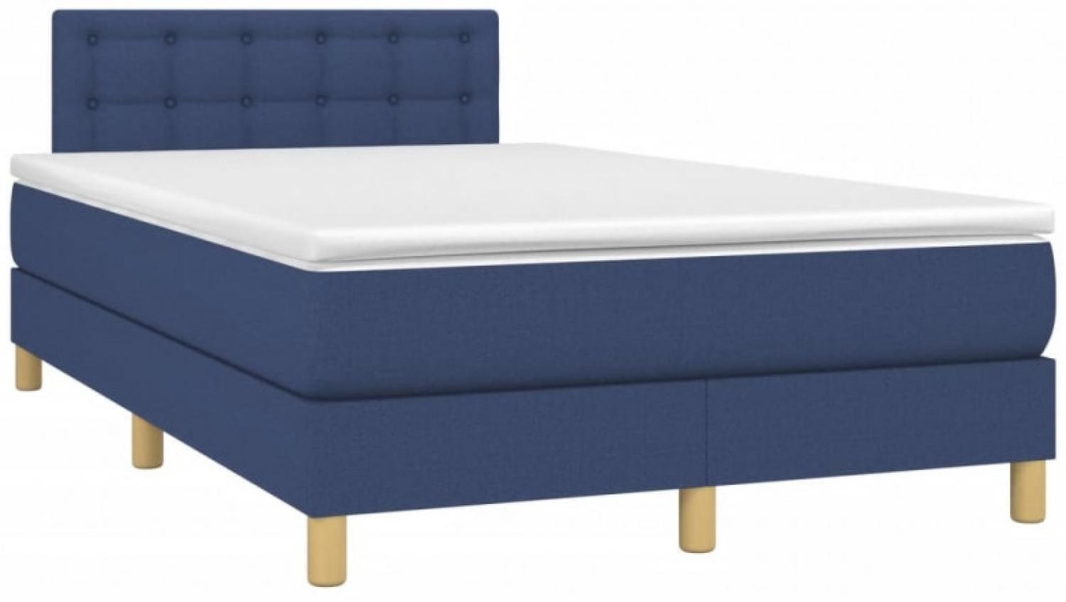 vidaXL Boxspringbett mit Matratze & LED Stoff Blau 120 x 200 cm, Härtegrad: H2 [3134027] Bild 1