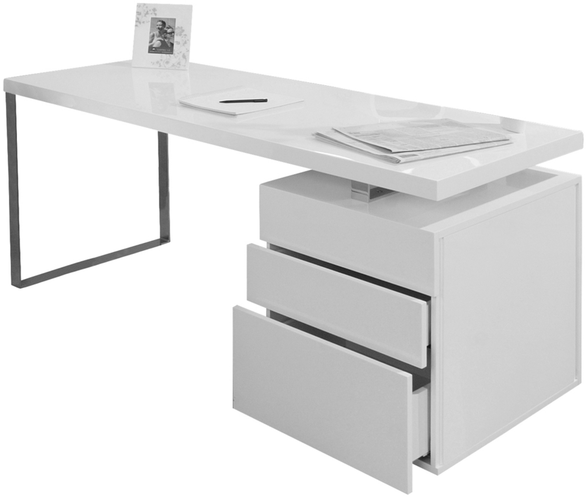 Schreibtisch, MDF/ Metall weiß, 76 x 140 x 70 cm Bild 1