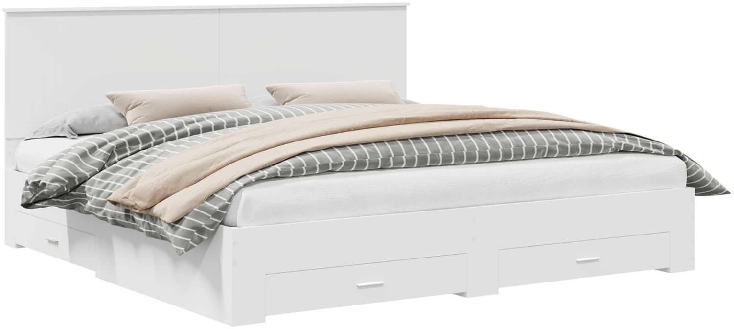 vidaXL Bettrahmen mit Kopfteil Weiß 200x200 cm Holzwerkstoff 3411264 Bild 1