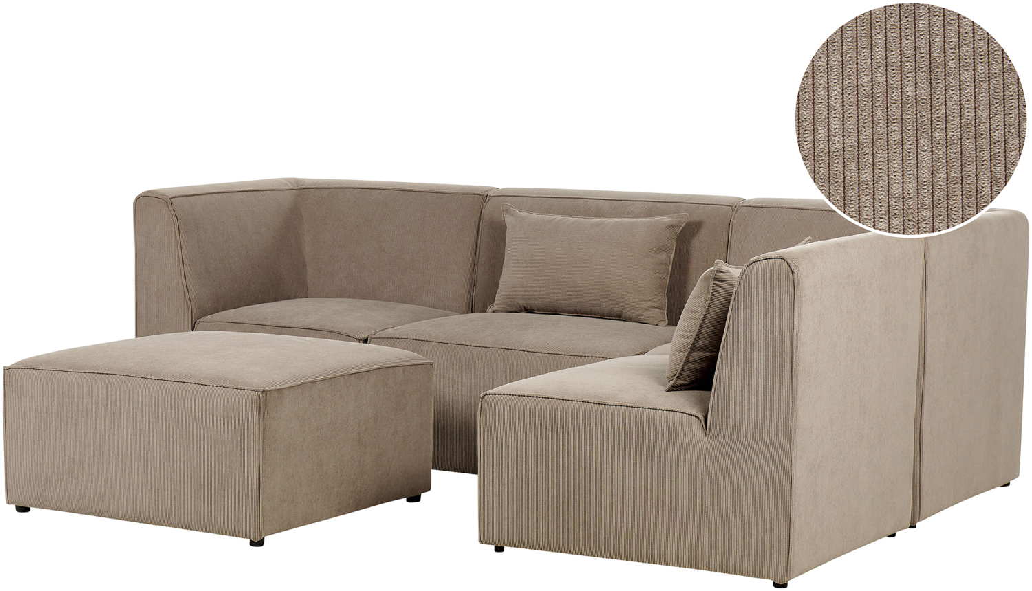 Sofa mit Ottomane LEMVIG Taupe Linksseitig Bild 1