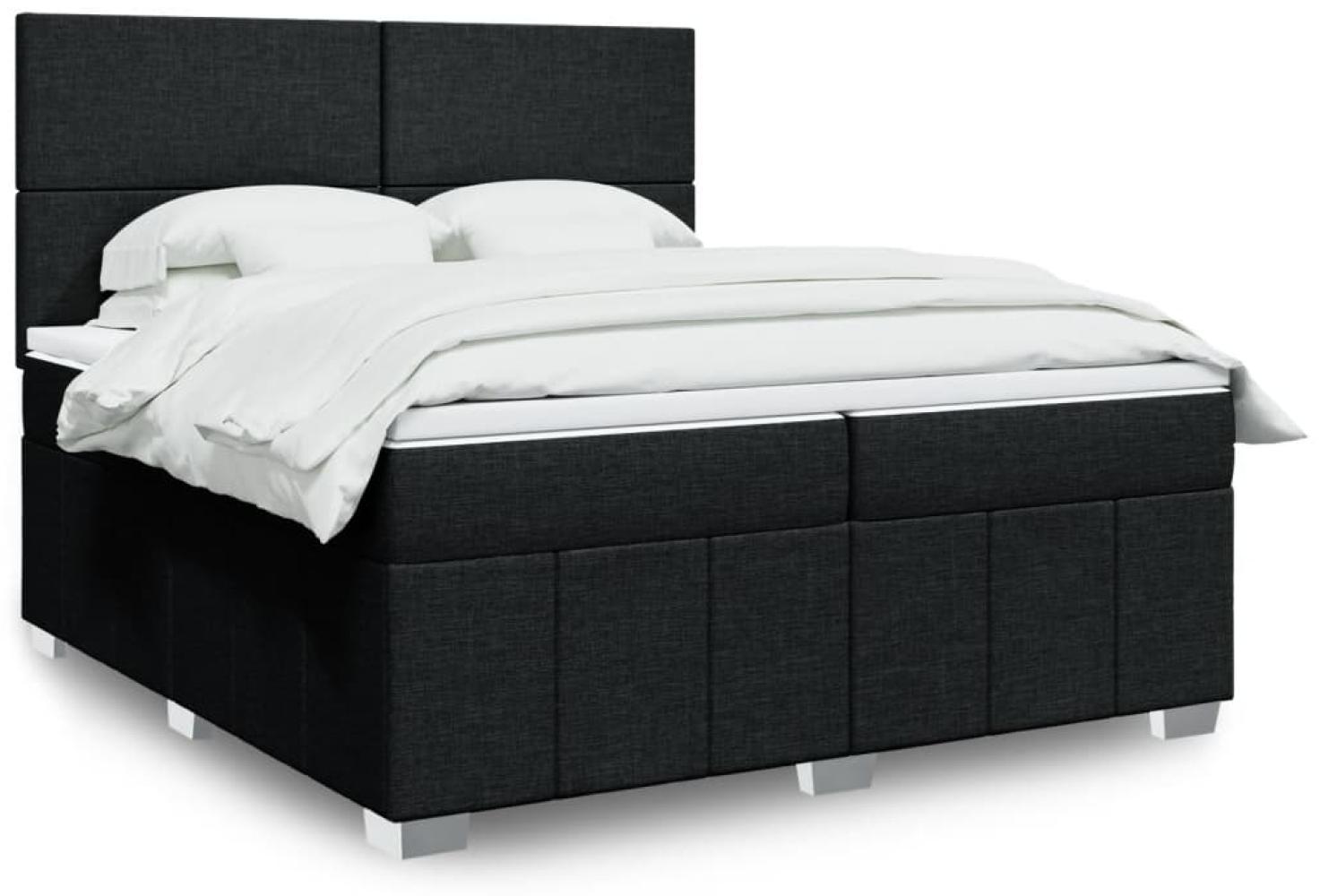 vidaXL Boxspringbett mit Matratze Schwarz 200x200 cm Stoff 3291770 Bild 1