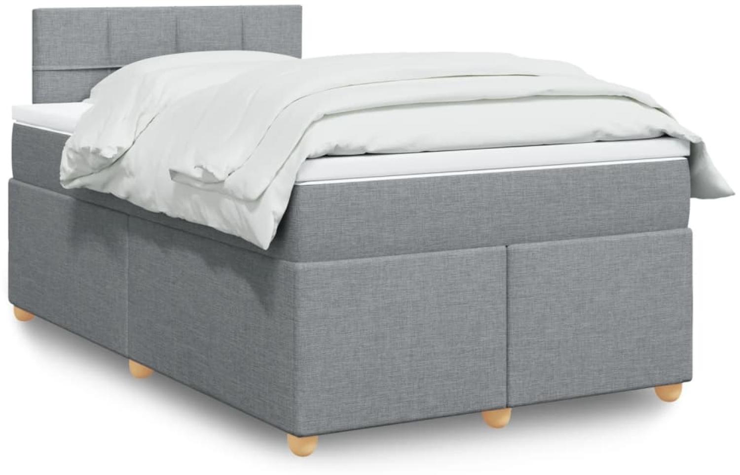 vidaXL Boxspringbett mit Matratze Hellgrau 120x200 cm Stoff 3288947 Bild 1