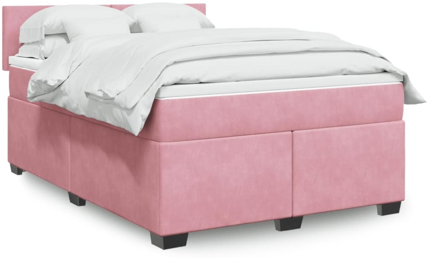 vidaXL Boxspringbett mit Matratze Rosa 140x190 cm Samt 3286305 Bild 1