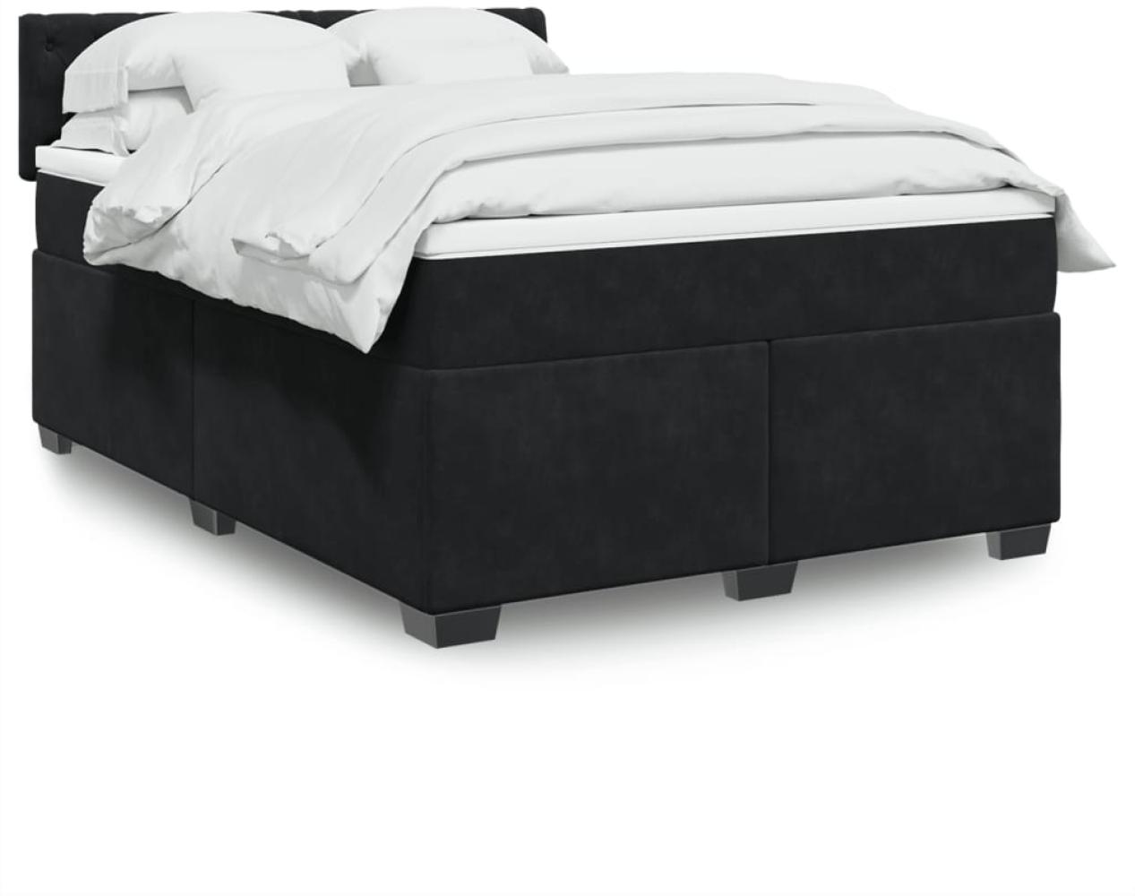 vidaXL Boxspringbett mit Matratze Schwarz 140x200 cm Samt 3288638 Bild 1