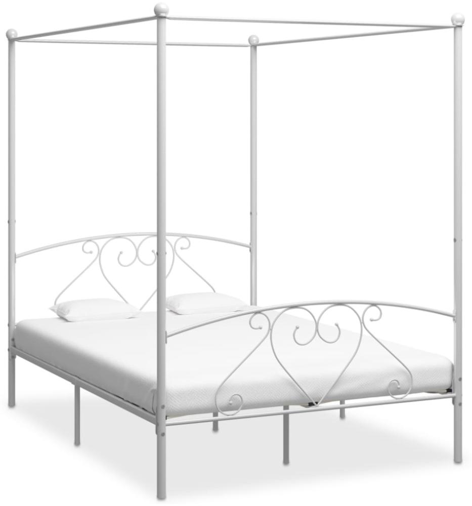 vidaXL Himmelbett-Gestell Weiß Metall 160 x 200 cm [284430] Bild 1