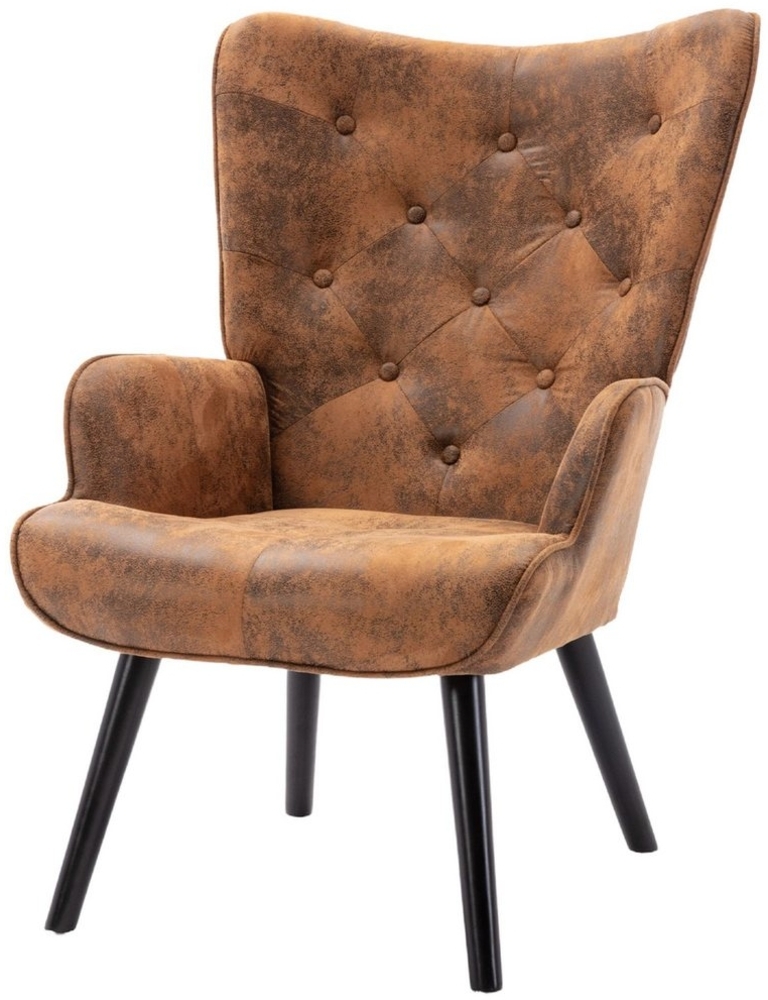 SeedWave Ohrensessel Bequemer Wing Chair, Ergonomischer Hochlehnsessel, Retro-Stil, Retro-Design, Massiver Holzrahmen, Gemütlich & Langlebig Bild 1