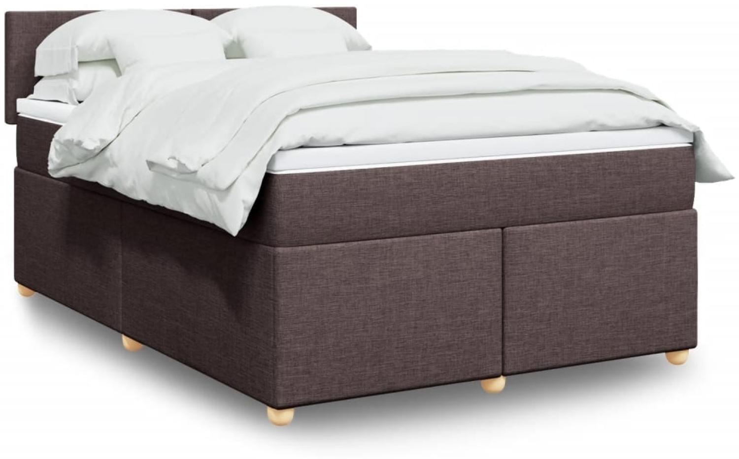 vidaXL Boxspringbett mit Matratze Dunkelbraun 140x190 cm Stoff 3288971 Bild 1