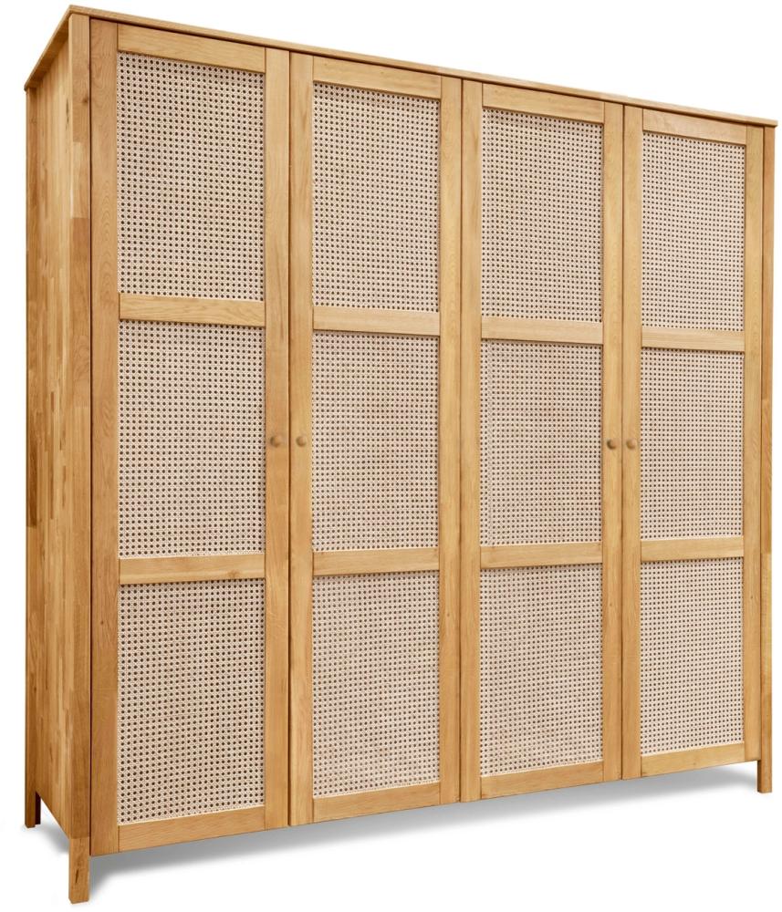 Kleiderschrank 4-Türig Schrank Fani 205x61x202 Eiche Wiener Geflecht Bild 1