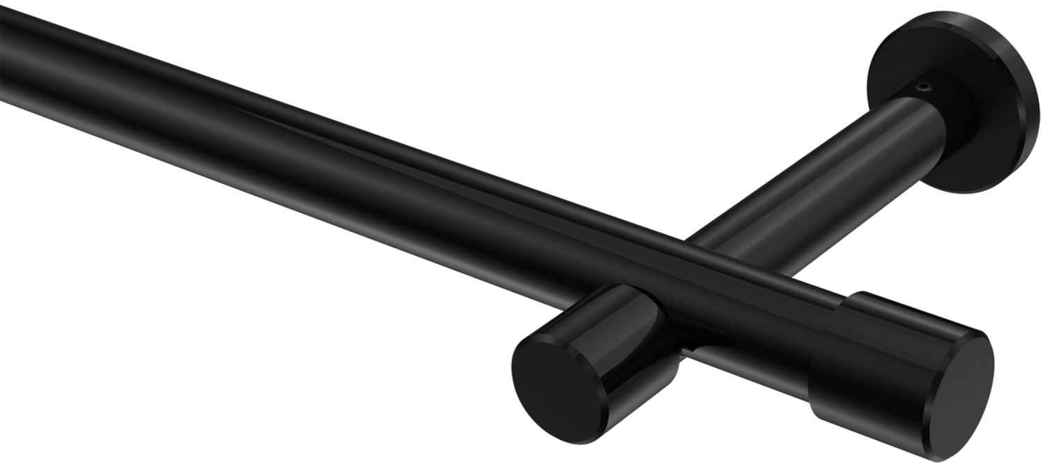 Gardinenstangen-Set Prestige Santo 120 cm, 1-läufig (ohne Ringe), 20 mm Ø Schwarz Bild 1