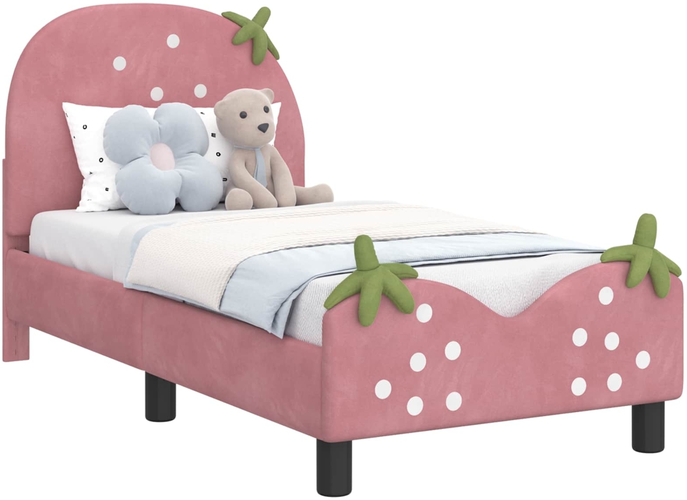vidaXL Kinderbettgestell mit Kopfteil Rosa 70x140 cm Samt 42011074 Bild 1