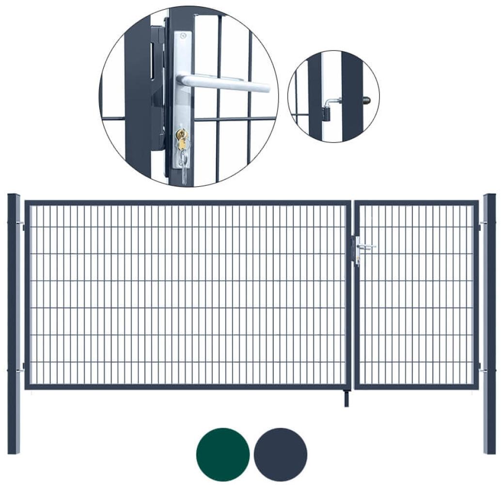 HOME DELUXE Doppelflügel Gartentor ADITUS - 100 x 350 cm Anthrazit Bild 1