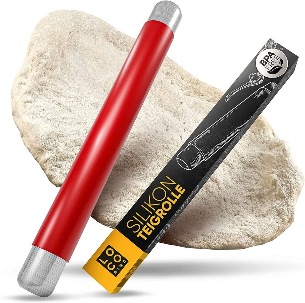 Loco Bird Teigroller aus BPA freiem Silikon Silikon, (Teigrolle mit Antihaftbeschichtung, Nudelholz Silikon ohne Griffe), Backzubehör für Fondant Roller, Pizza, Kuchen, Nudelteig und Mürbeteig Bild 1