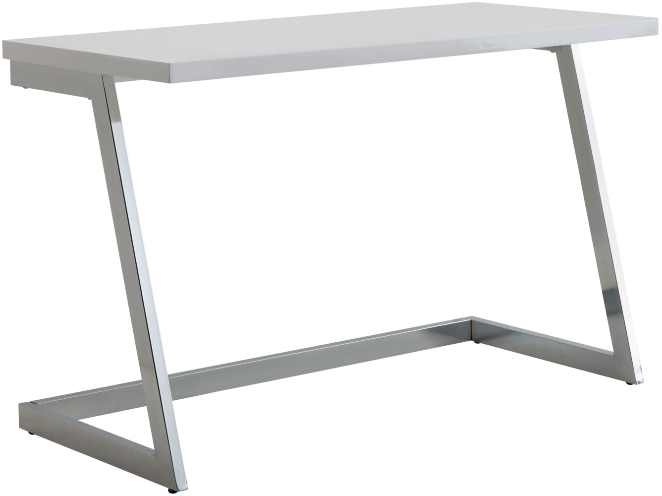 Schreibtisch 120 x 55 x 76 cm Hochglanz Weiß / Silber PC-Tisch mit Metallbeine, Design Computertisch, Home-Office Bürotisch, Konsolentisch Modern Bild 1