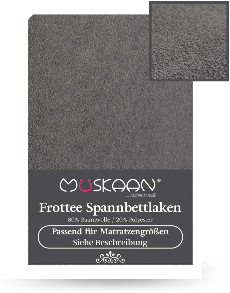 Müskaan - Frottee Spannbettlaken 180x200 cm - 200x220 cm + 40 cm Boxspringbett Laken grau Bild 1