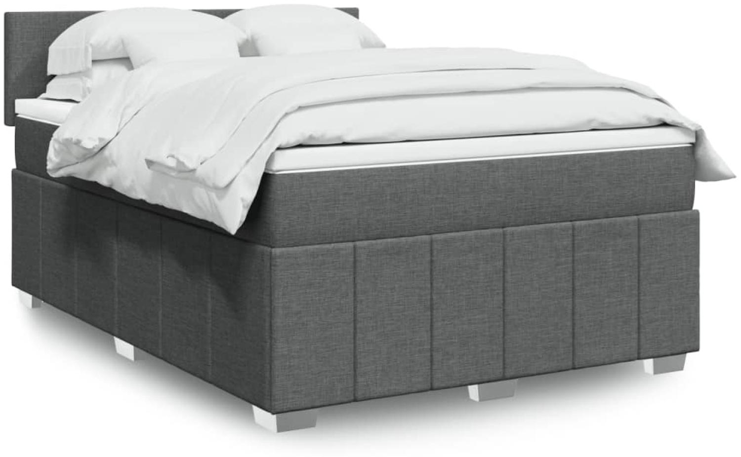 vidaXL Boxspringbett mit Matratze Dunkelgrau 160x200 cm Stoff 3289413 Bild 1