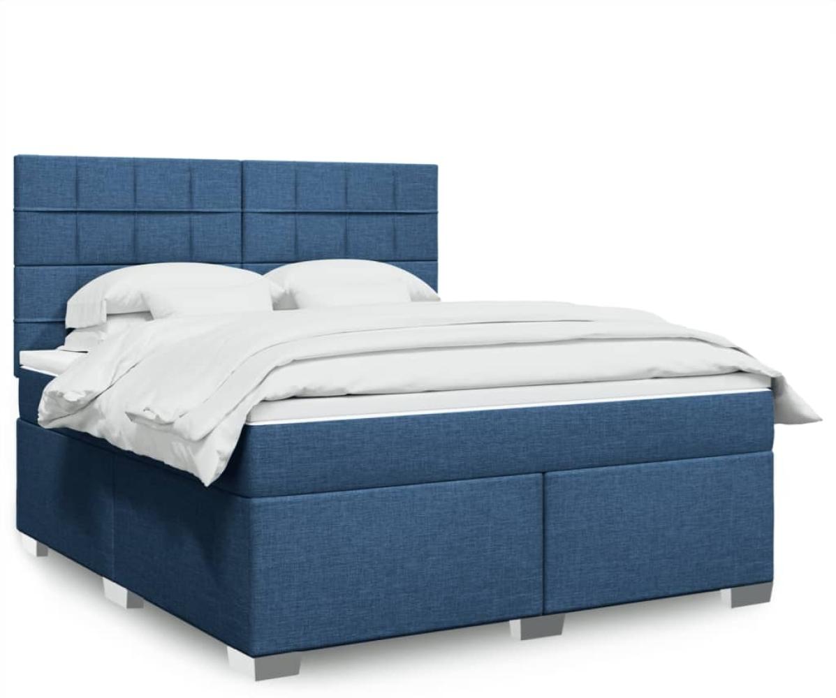 vidaXL Boxspringbett mit Matratze Blau 180x200 cm Stoff 3292873 Bild 1