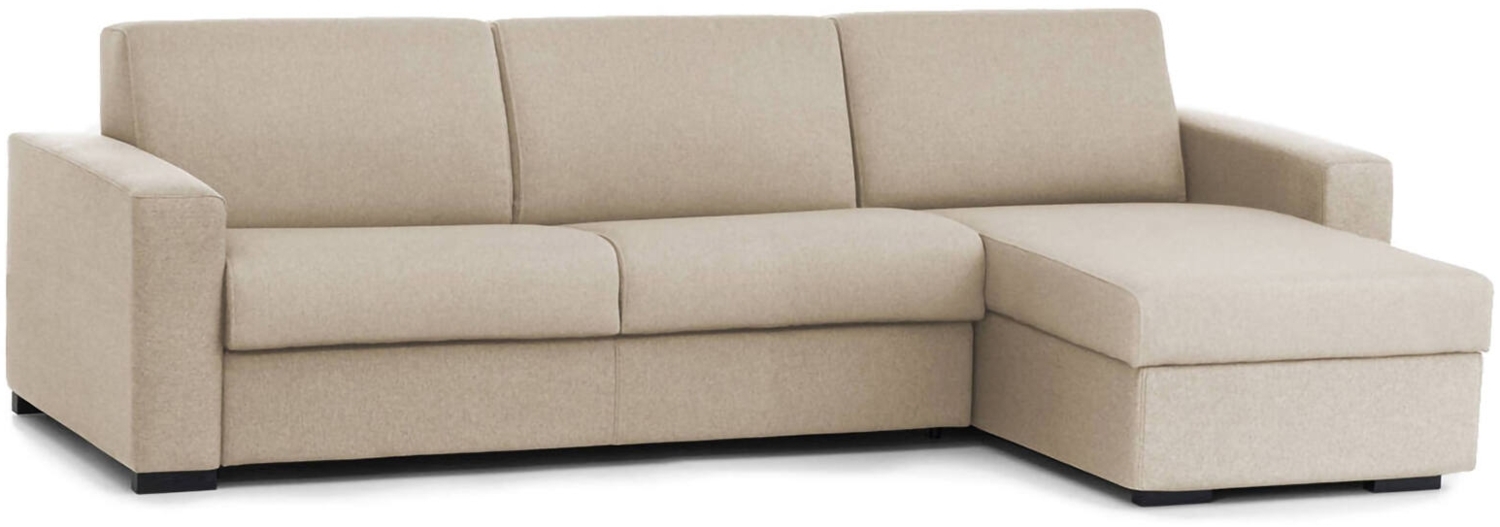 Dmora Sofa mit Halbinsel Atos, Sofà mit umkehrbarer Containerhalbinsel, Standardarmlehnen, 100 % Made in Italy, 280 x 95 x 90 cm, Beige Bild 1