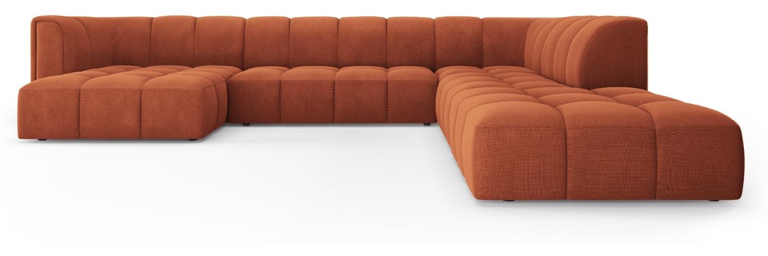 Micadoni Modulares Panorama Ecksofa Serena 7-Sitzer Strukturierter Stoff, Orange Bild 1