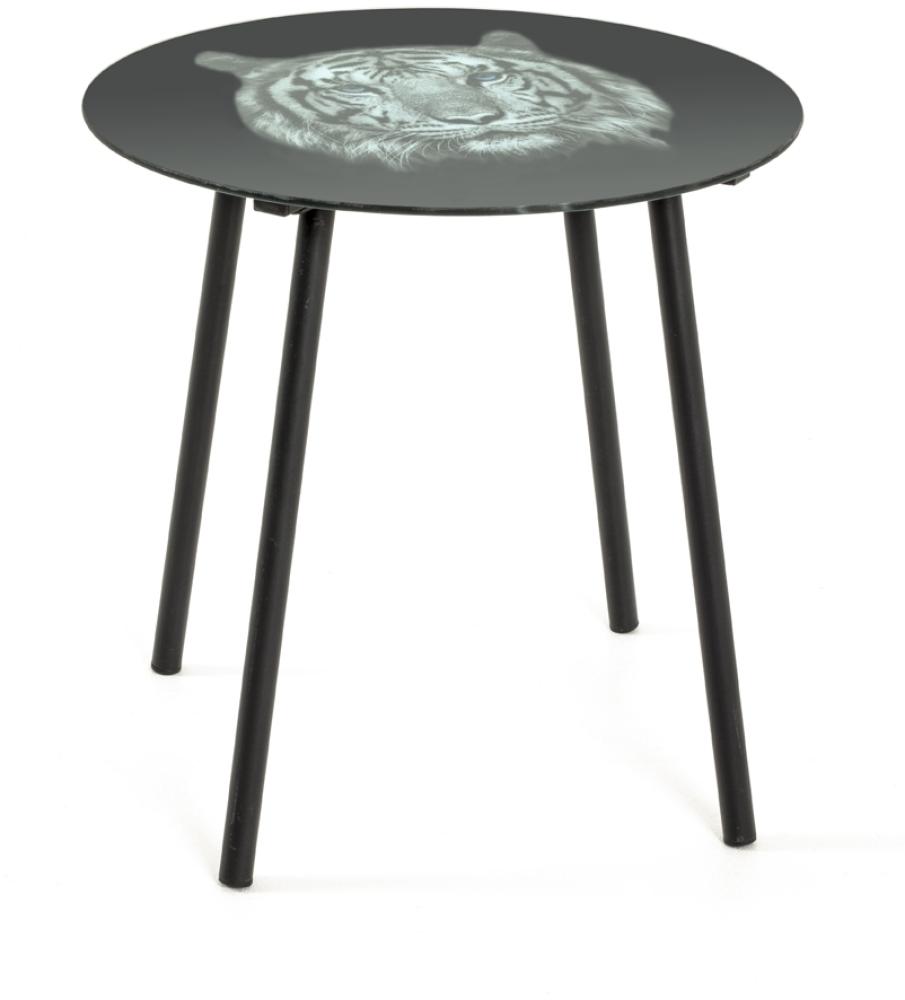 Beistelltisch >Tiger< in schwarz-grau aus Stahlrohr, SHG - 41cm (H) Bild 1