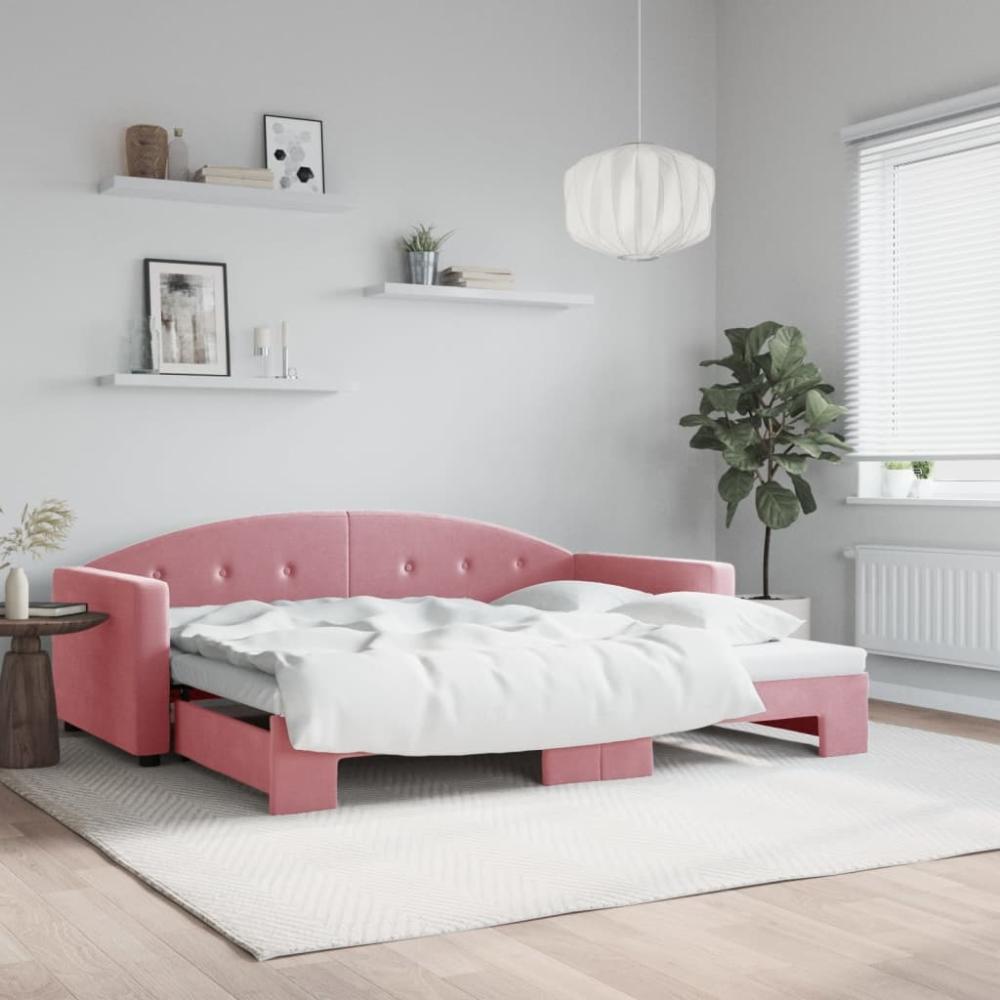 vidaXL Tagesbett Ausziehbar Rosa 90x200 cm Samt 3197304 Bild 1