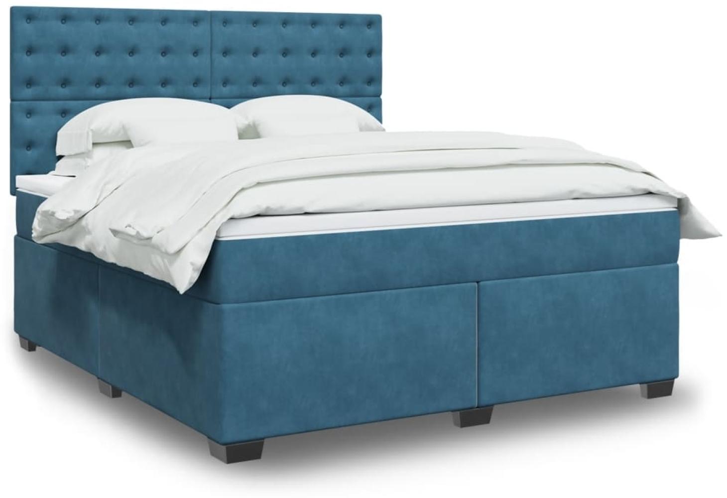 vidaXL Boxspringbett mit Matratze Blau 180x200 cm Samt 3293294 Bild 1