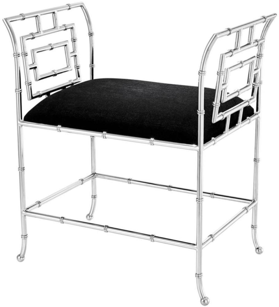 Casa Padrino Luxus Sitzbank Silber / Schwarz 66 x 42 x H. 73 cm - Luxus Möbel Bild 1