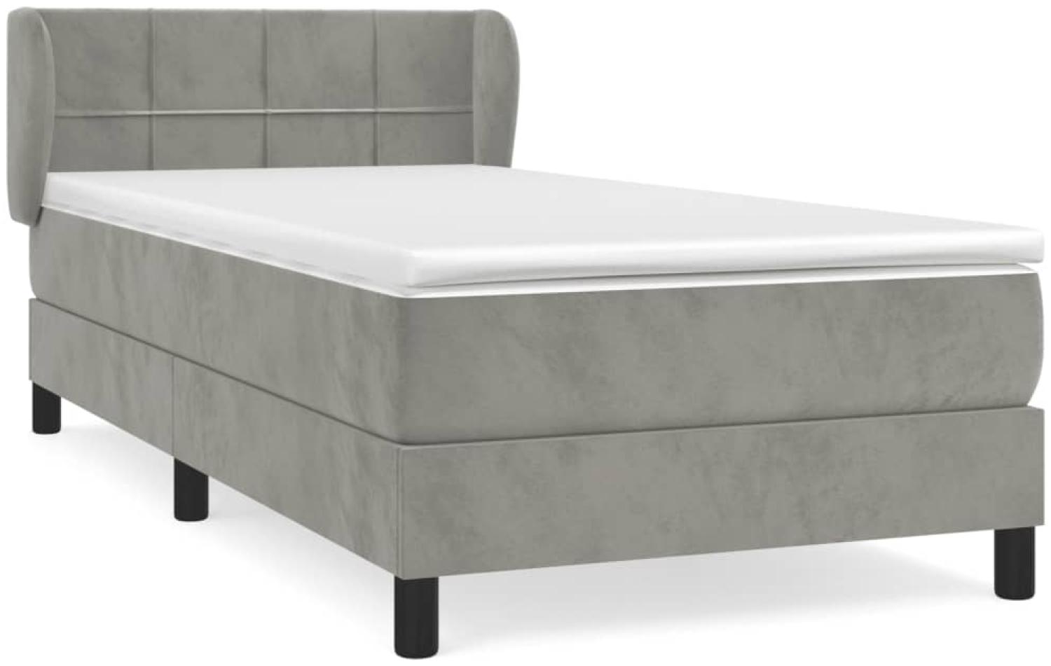 vidaXL Boxspringbett mit Matratze Hellgrau 80x200 cm Samt, Härtegrad: H2 [3127457] Bild 1