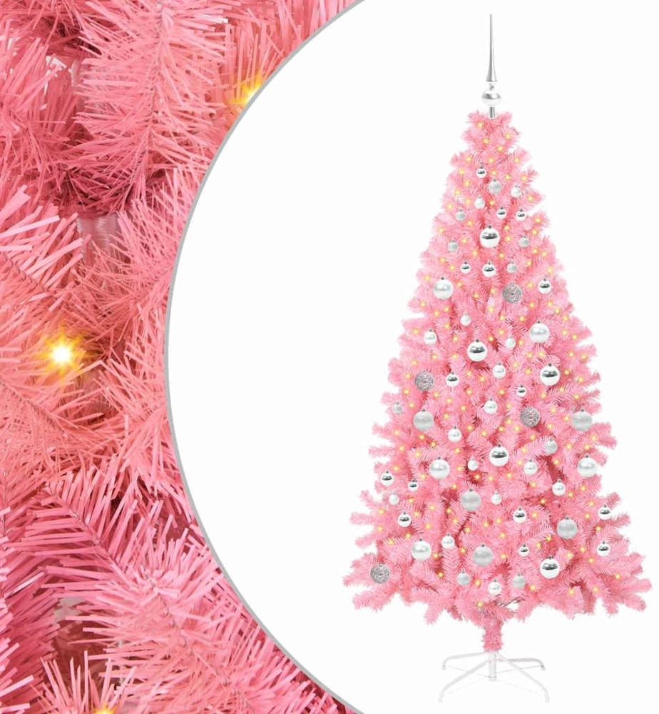 vidaXL Weihnachtsbaum mit 300 LEDs mit Ständer Rosa 180 cm PVC 3396434 Bild 1