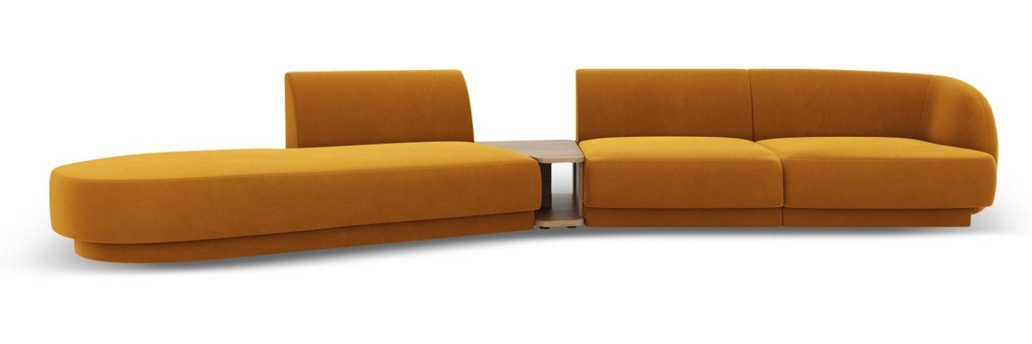 Micadoni Modulares Sofa Miley 4-Sitzer mit 1 Armlehne Links Samtstoff Gelb Bild 1