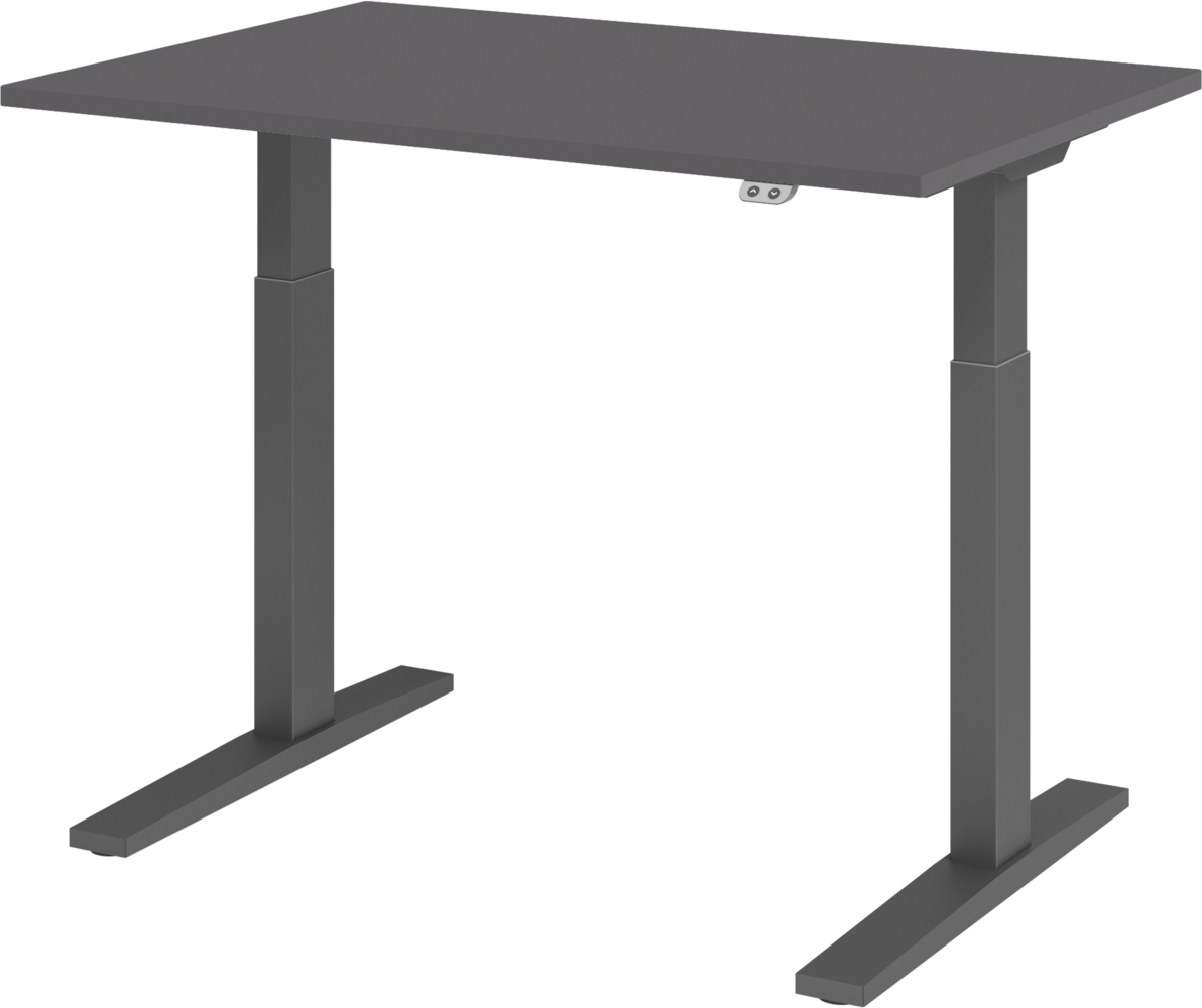 bümö elektrisch höhenverstellbarer Schreibtisch 120x80 cm in graphit, Gestell graphit - Schreibtisch höhenverstellbar elektrisch, elektrischer Schreibtisch & Gaming Tisch, XMKA-Serie Bürotisch, XMKA12-G-G Bild 1