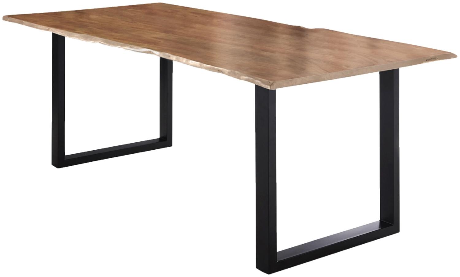 Esstisch Baumkante massiv Akazie natur 220x100 U-Gestell schwarz LUBIN 527336 Bild 1