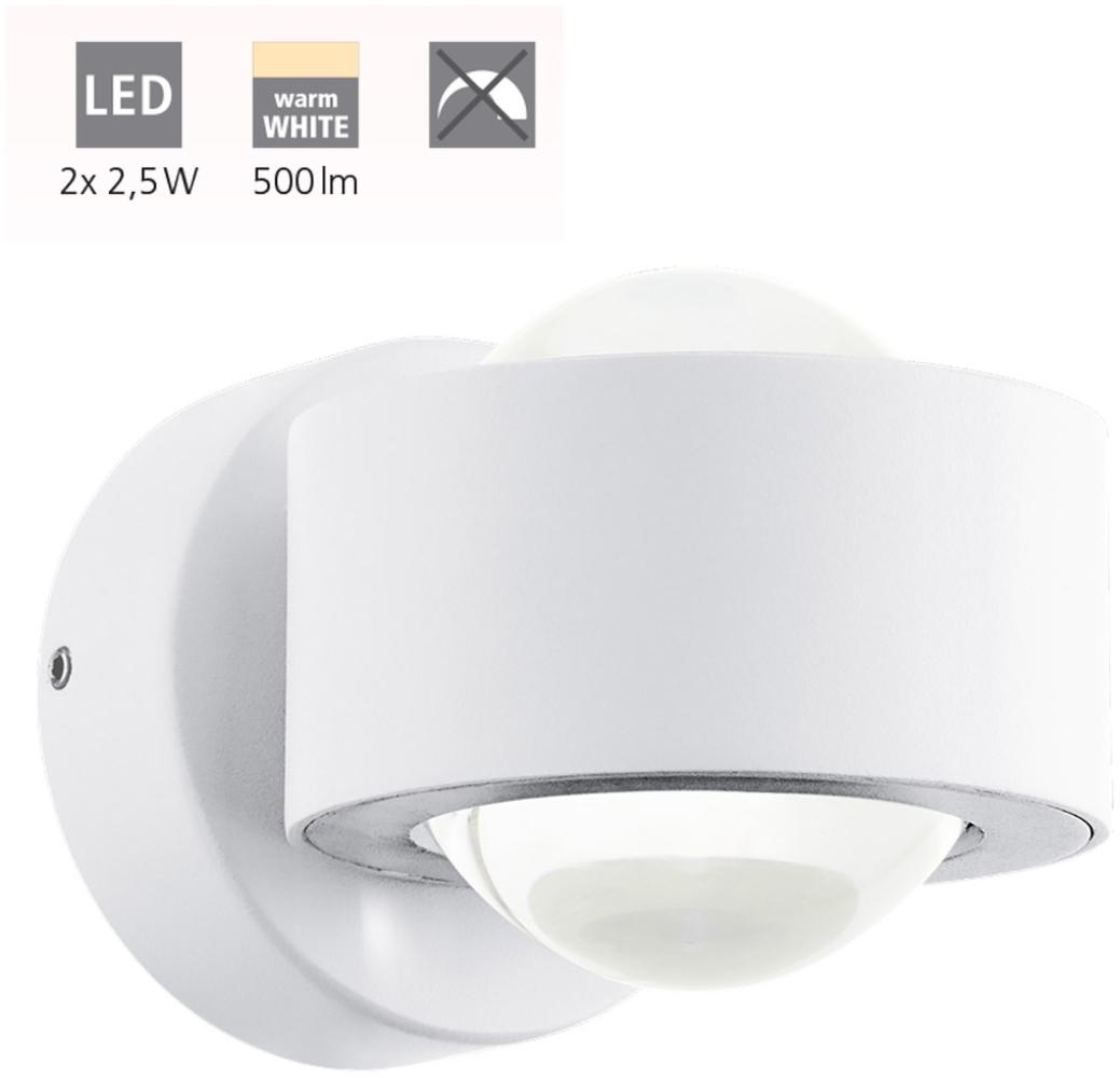 Eglo 96048 Wandleuchte Ono 2 Up & Downlight Alu weiß, Kunststoff klar LED 2X2,5W L:9 H:8cm Bild 1