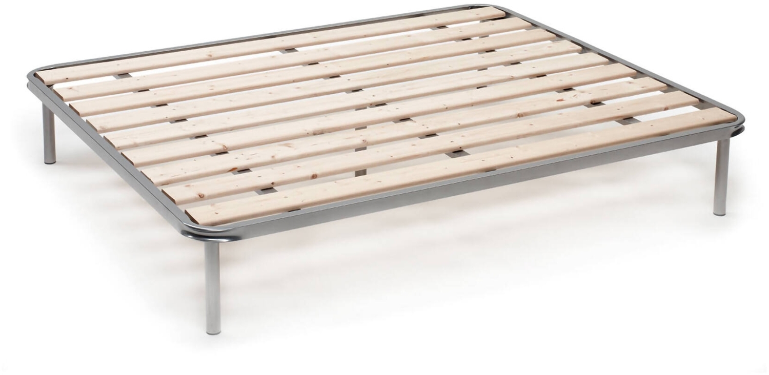 Dmora Doppelbettgestell Aleck, orthopädisches Untergestell mit gehobelten Lattenrosten, 100 % Made in Italy, 160 x 190 x 31 cm Bild 1