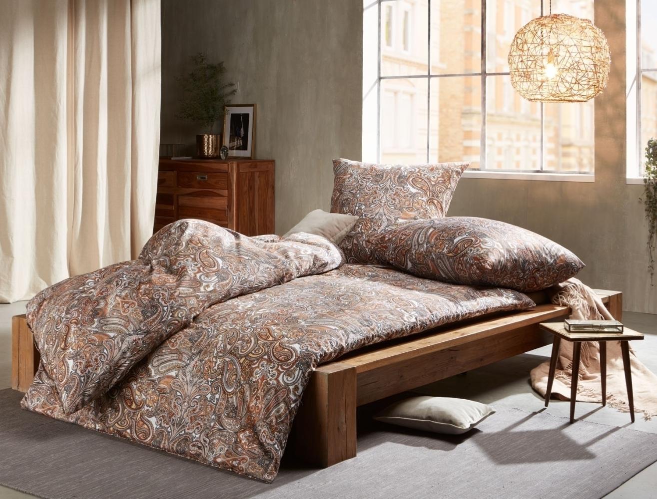 Mako Satin Paisley Bettwäsche orientalisch caramel braun 200x220 + 2x 80x80 Bild 1