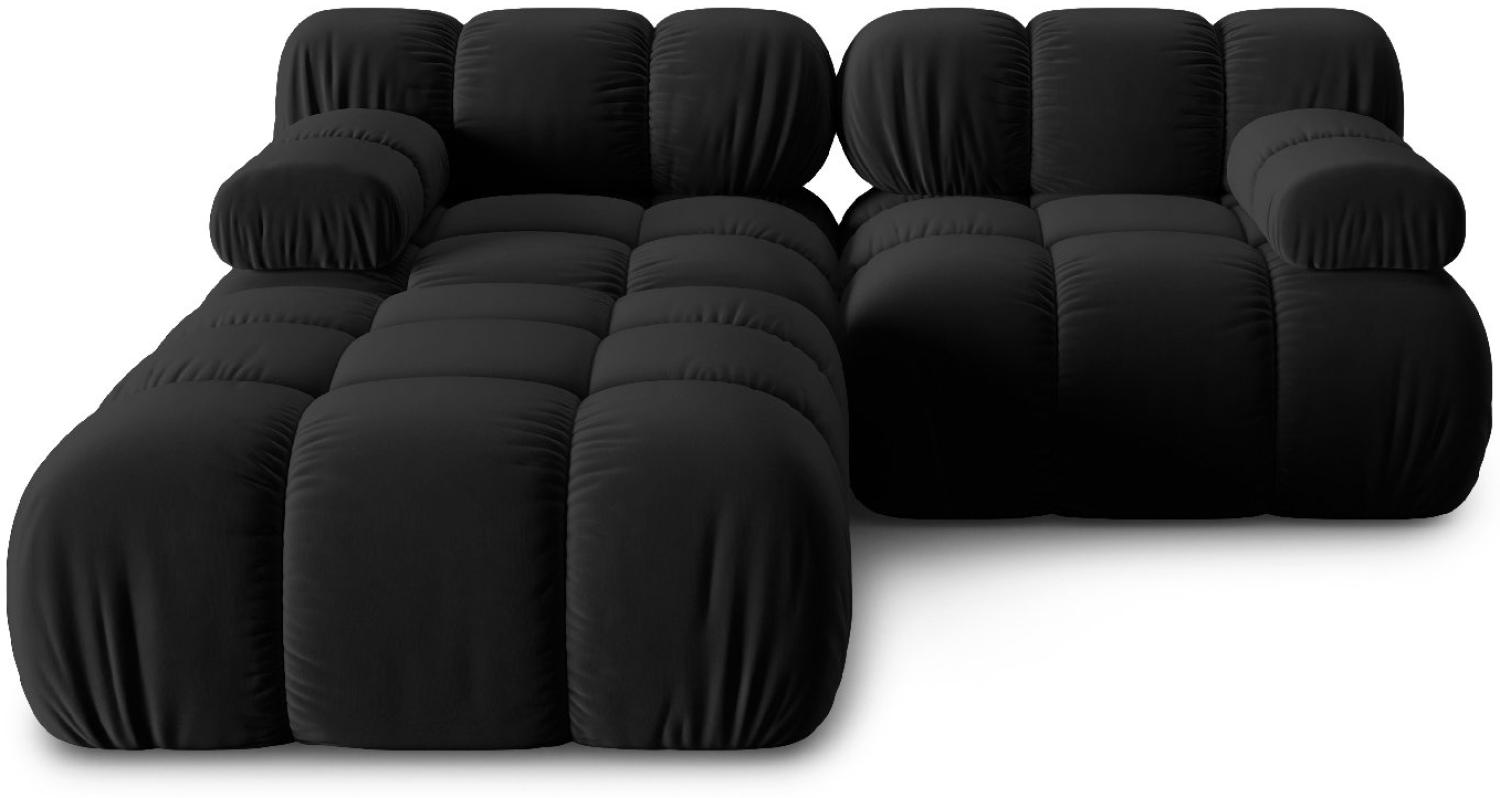 Micadoni Modulares Sofa Bellis 3-Sitzer mit flachem Modul Samtstoff Schwarz Bild 1