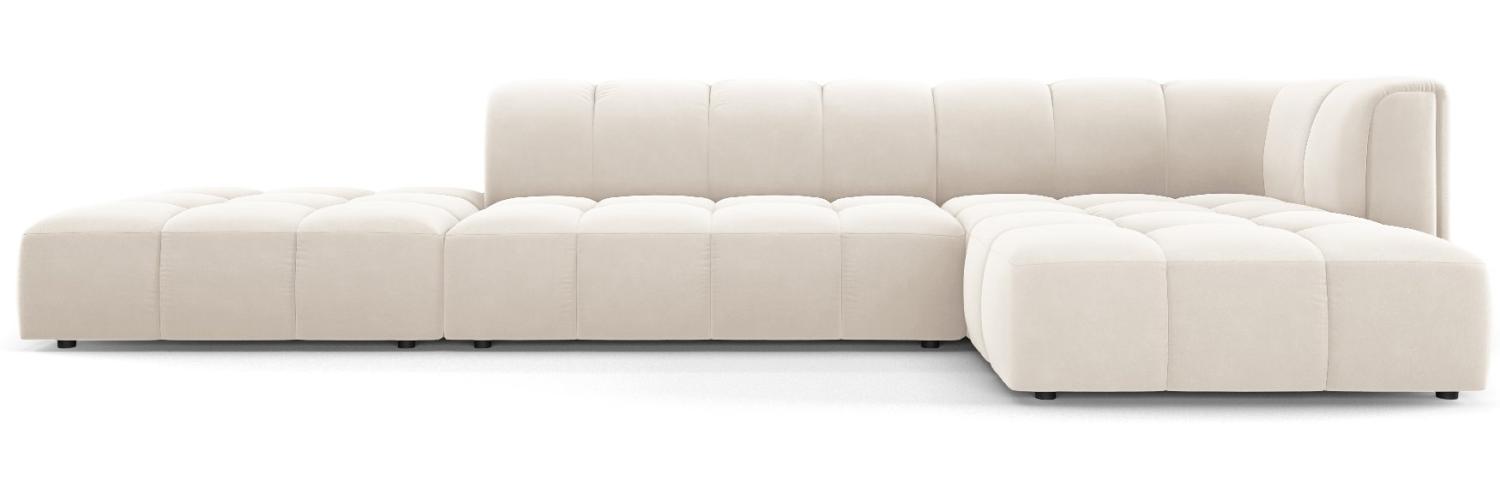 Micadoni Modulares Ecksofa Serena 5-Sitzer, offene Seite, Samtstoff Beige, Hellbeige, Rechts Bild 1