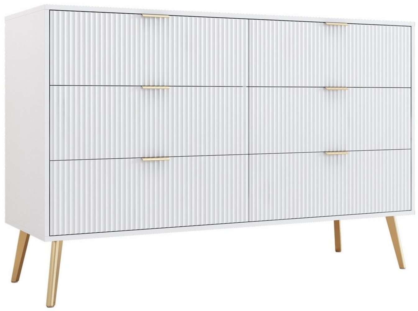 MODFU Sideboard mit vergoldeten Beinen und Griffen (Kommode, Anrichte, 1 St, 3 Etagen und 6 Fächer), mit Abgerundete Ecken, 120*40*78cm Bild 1