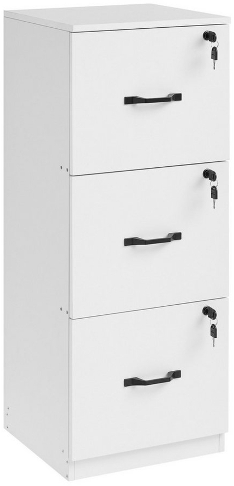 VASAGLE Aktenschrank mit 3 abschließbaren Schubladen, verstellbare Hängestange, Holzspanplatte wolkenweiß, 41 x 40 x 103 cm Bild 1