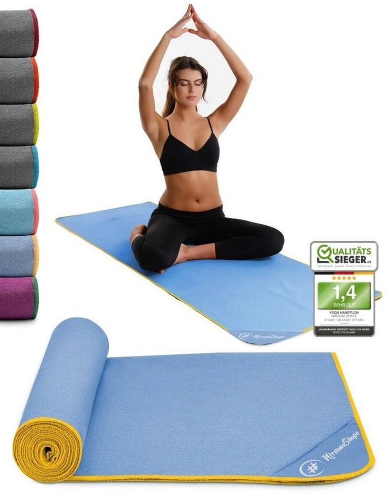 NirvanaShape Sporthandtuch Yoga Handtuch mit Antirutsch-Noppen, Yogatuch-Auflage für Yogamatte, Microfaser, +Yoga Einführungs eBook, Yogatuch-Auflage Saugstark, Hygienisch Bild 1