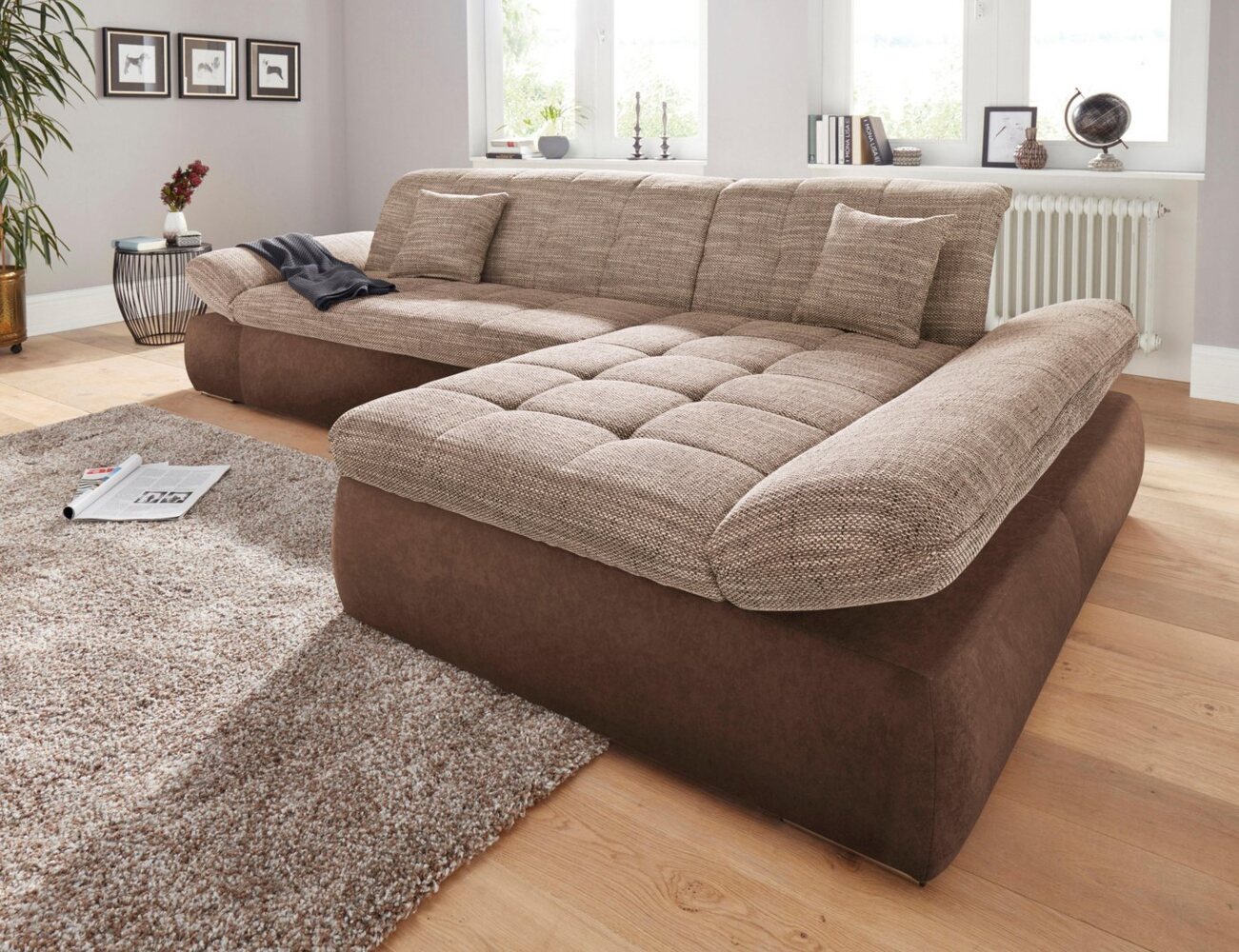 DOMO collection Ecksofa PB Moric wahlweise mit Bettfunktion + Armteilverstellung, L-Form, im XXL-Format, B/T/H:300/172/80 cm, feine Steppung Bild 1