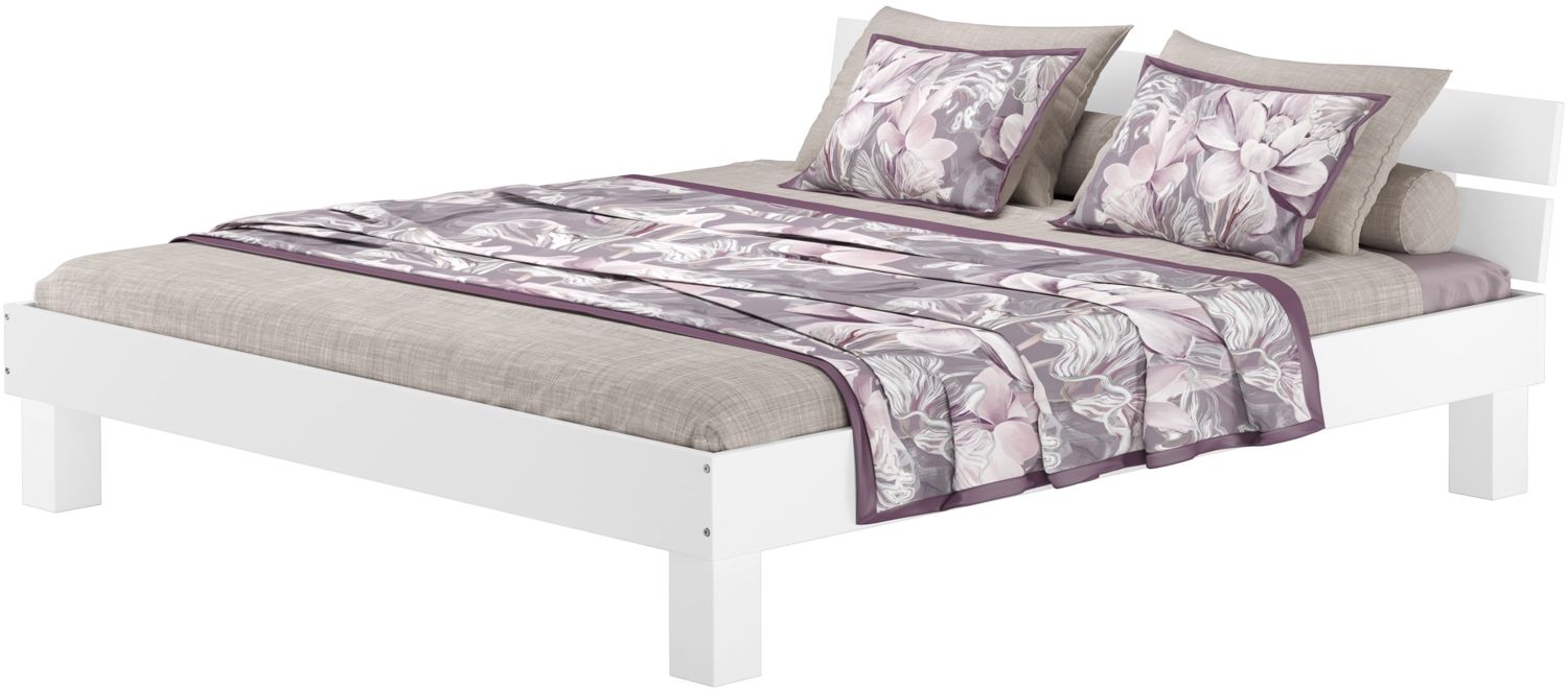 Massivholzbett 200x200 Buche Großfamilienbett Doppelbett waschweiß wählbares Zubehör 60.86-20Wohne Zubehör Bild 1