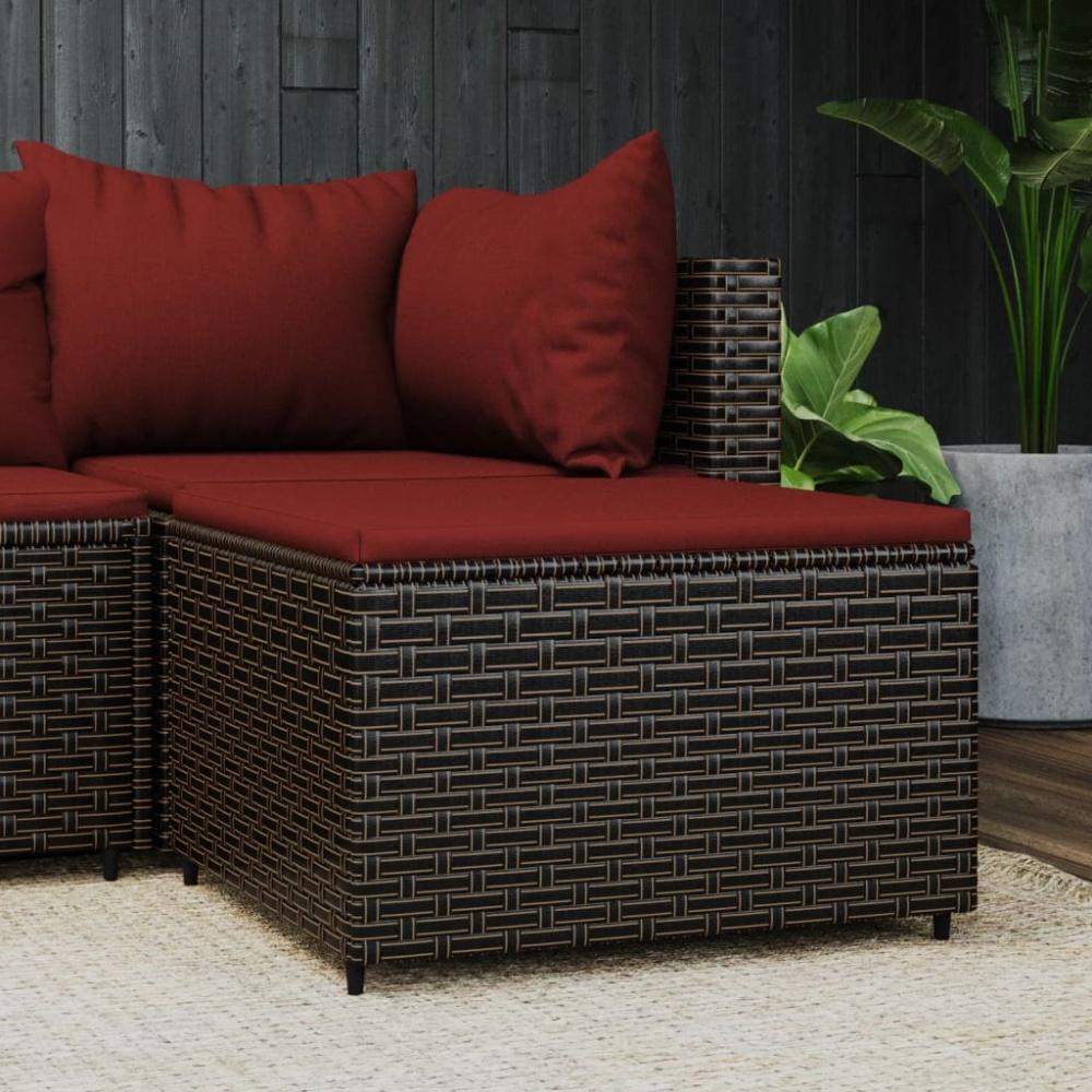 vidaXL Gartenhocker mit Kissen Braun Poly Rattan Bild 1