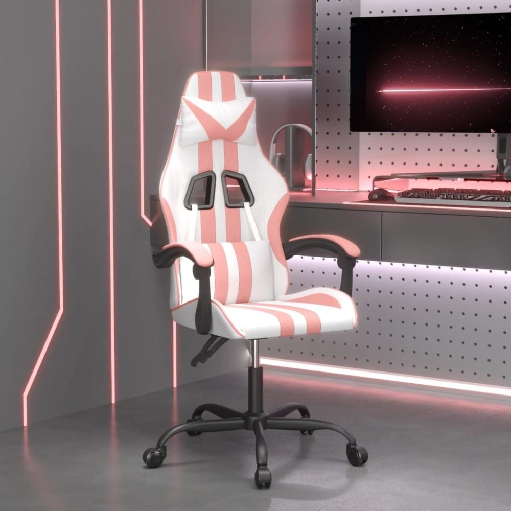 vidaXL Gaming-Stuhl Drehbar Weiß und Rosa Kunstleder 349528 Bild 1