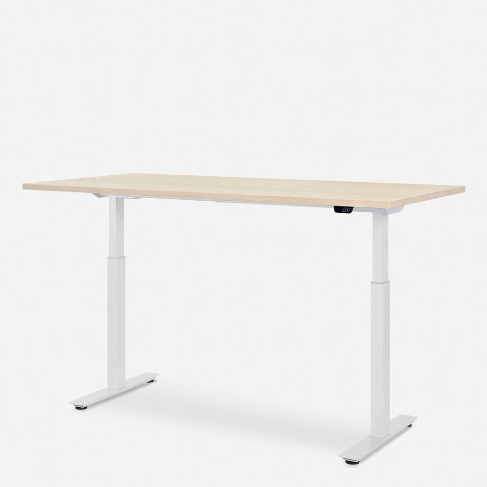 160 x 80 cm WRK21® SMART - Mandal Ahorn / Weiss elektrisch höhenverstellbarer Schreibtisch Bild 1