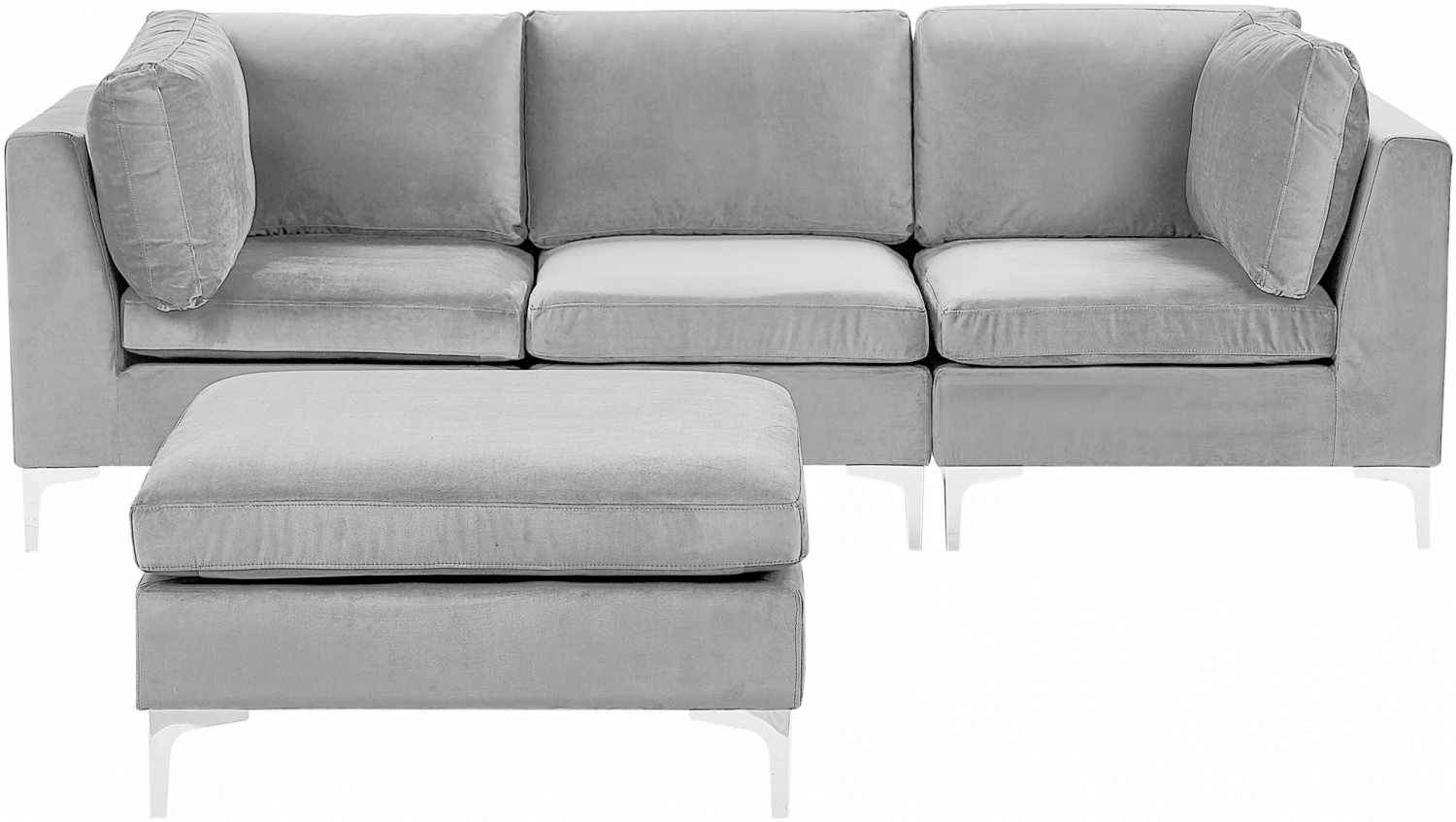 3-Sitzer Sofa Samtstoff mit Ottomane grau EVJA Bild 1