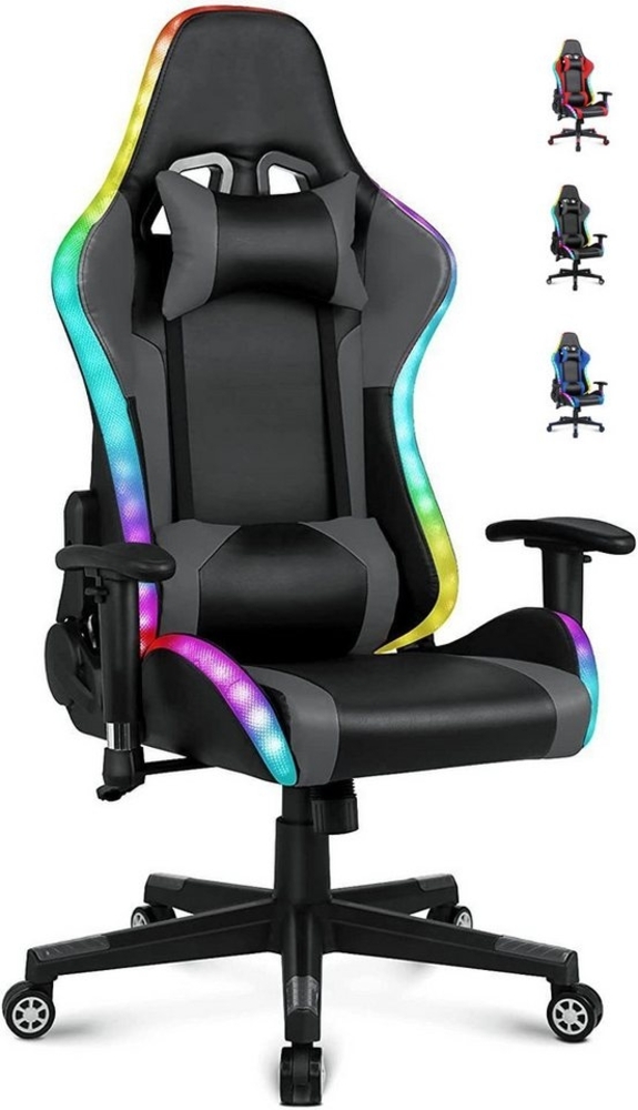 HomeMiYN Gaming Chair Gaming Stuhl Lautsprechern LED-Leuchten ergonomischer Pc Stuhl, mit der Fernbedienung Bild 1