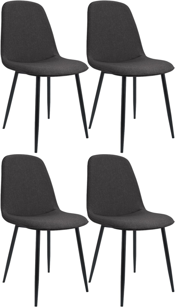 CLP 4er Set Esszimmerstuhl Maryam gepolstert mit Rückenlehne,dunkelgrau Stoff Bild 1