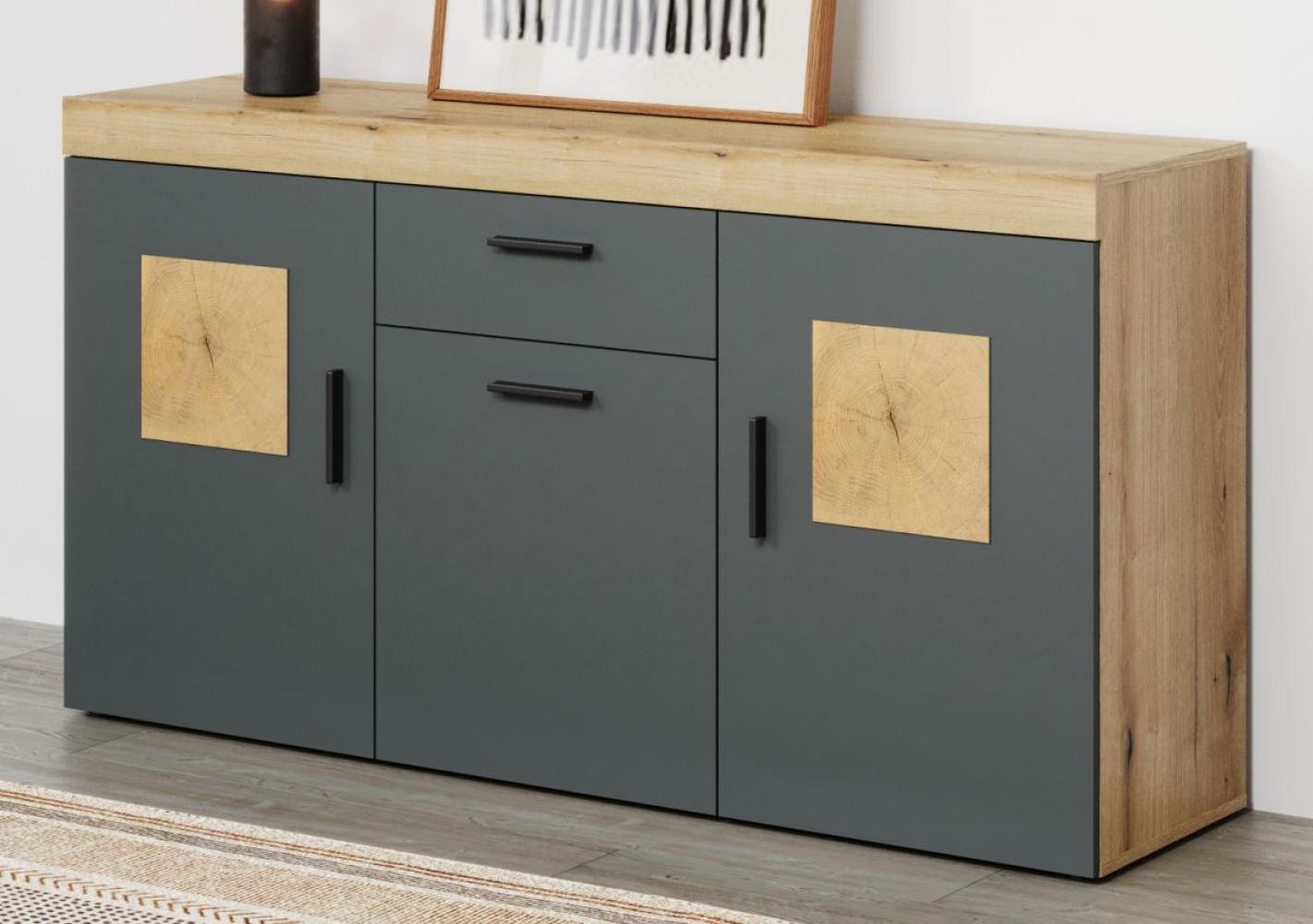 Sideboard Tyler in grau und Eiche Evoke 160 cm Bild 1